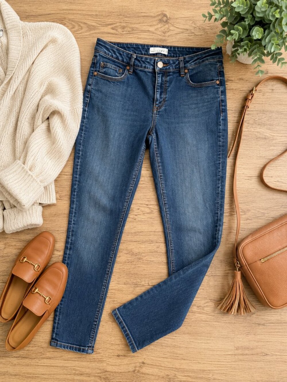 LOFT Modern Skinny Jeans Size 27 Medium‎ Wash Stretch Denim Ankle Crop